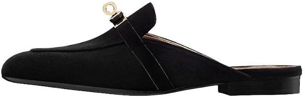 (Women) HERMES Round-Toe Slip-On Velvet Slippers 'Black' H202120Z-02 (Women) HERMES Round-Toe Slip-On Velvet Slippers 'Black' H202120Z-02