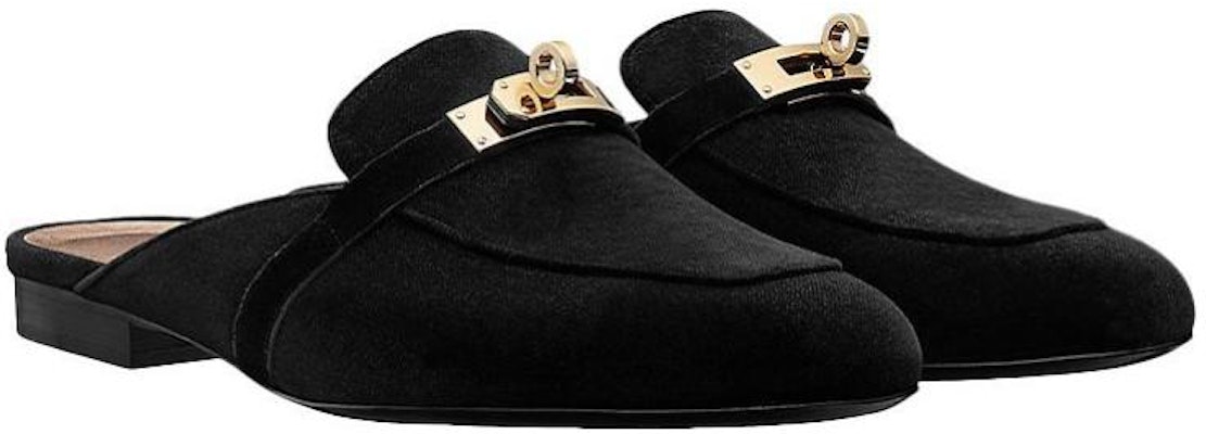 (Women) HERMES Round-Toe Slip-On Velvet Slippers 'Black' H202120Z-02 Lookbook (Women) HERMES Round-Toe Slip-On Velvet Slippers 'Black' H202120Z-02