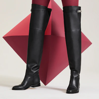 (W) Bottes Plates Rondes au Genou HERMÈS ''Cuir de Veau Noir'' H232069Z-02 Shop (W) Bottes Plates Rondes au Genou HERMÈS ''Cuir de Veau Noir'' H232069Z-02