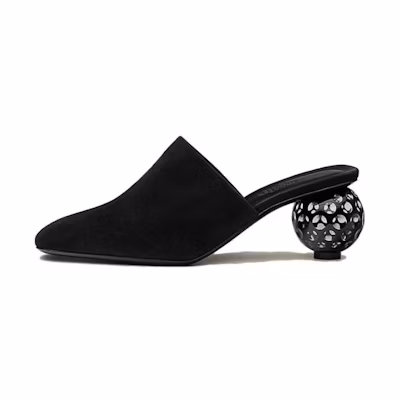(W) HERMES Round Toe Slip-On 'Black Cut-Out Heel'