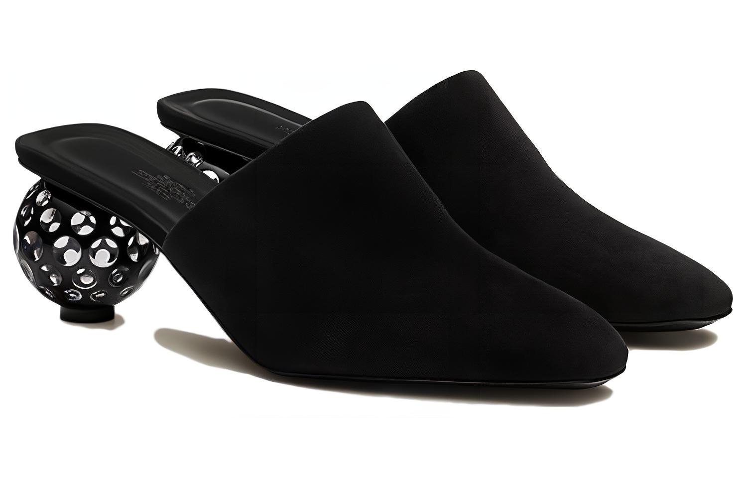 Lookbook (W) HERMES Zapato Negro Sin Cordones con Tacón Recortado H212001Z-02