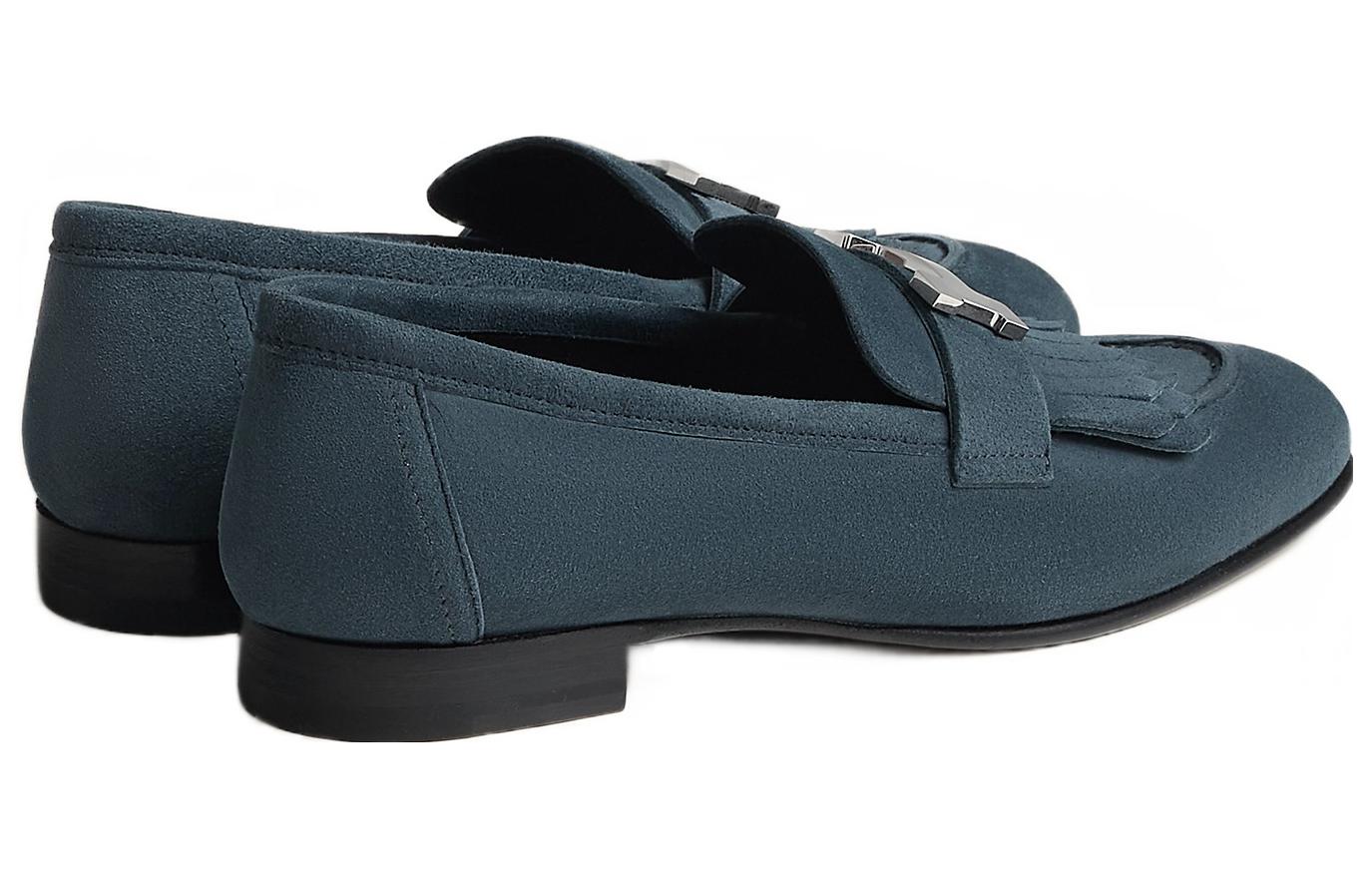 Shop (W) HERMES Zapatos Sin Cordones Punta Redonda 'Azul Cielo' H181071Z-Q8