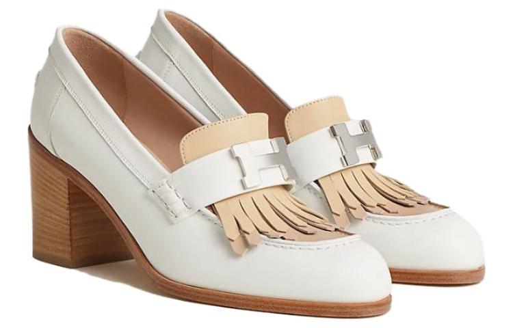 Lookbook (W) 에르메스 화이트 라운드토 슬립온 하이힐 H221066Z-91