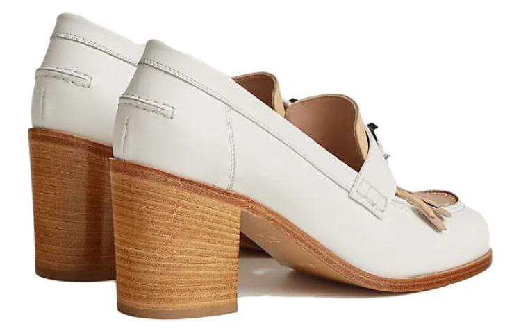 Shop (W) HERMES Kasut Tumit Tinggi Slip-On Hujung Bulat 'Putih' H221066Z-91