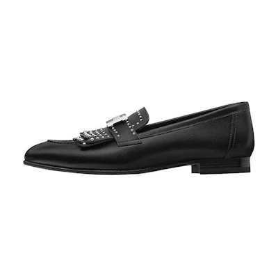 (W) HERMES Royal Loafer 'Black Calfskin Leather'