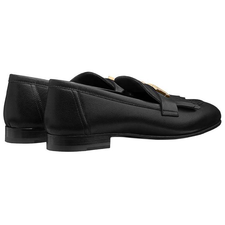 Shop HERMES 愛馬仕 Royal Loafers 山羊皮 時尚樂福平底鞋 黑色