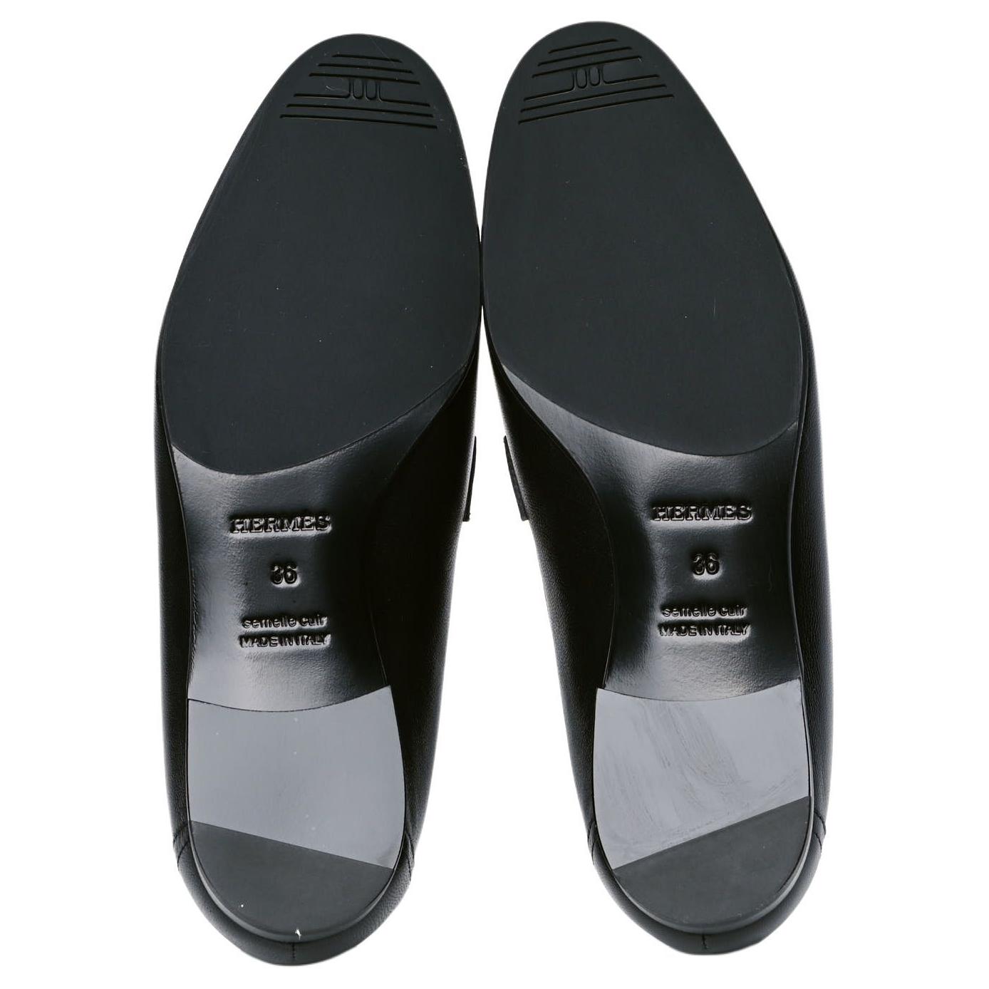 Purchase HERMES 愛馬仕 Royal Loafers 山羊皮 時尚樂福平底鞋 黑色