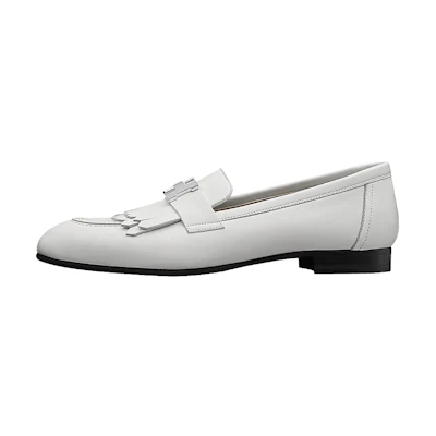 (W) HERMES Royal Loafer 'Grey White Tassel'