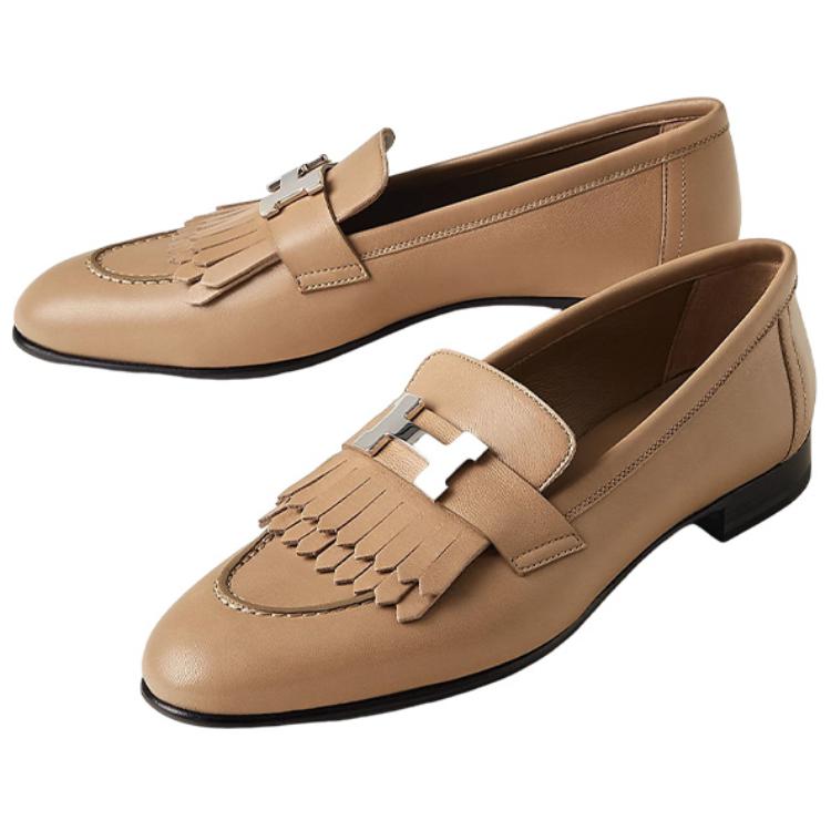 Lookbook HERMES愛馬仕 Royal 皮革 低幫套腳 樂福鞋 女款 裸色