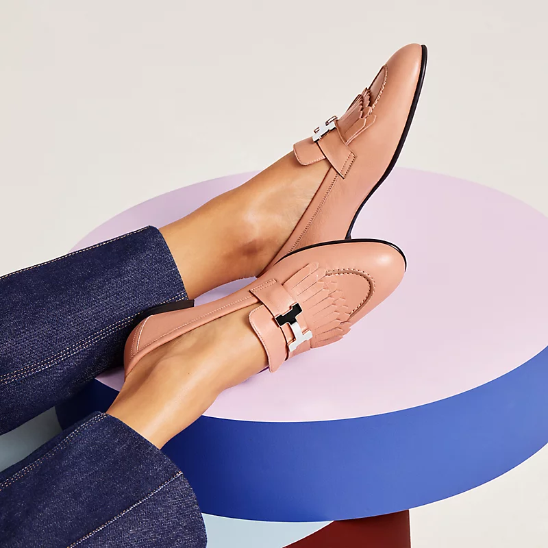 Details for HERMES愛馬仕 Royal 皮革 低幫套腳 樂福鞋 女款 裸色