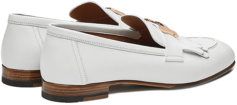 Hermes 愛馬仕 Royal 牛皮 玫瑰金扣 時尚樂福平底鞋 女款 白色 Purchase Hermes 愛馬仕 Royal 牛皮 玫瑰金扣 時尚樂福平底鞋 女款 白色