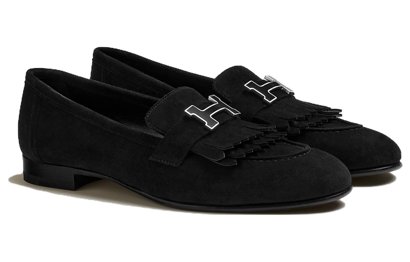 Order (W) HERMES Mocassino Basso ''Black Velvet'' H222068Z-02