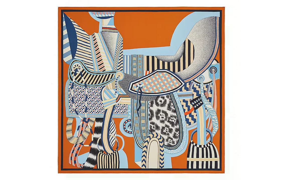 (Women) HERMES Saddle Fantasies Silk Scarf for Women - Luxury Patterned Design H003846S-13 圖 2