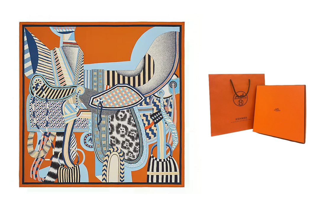 (Women) HERMES Saddle Fantasies Silk Scarf for Women - Luxury Patterned Design H003846S-13 圖 3