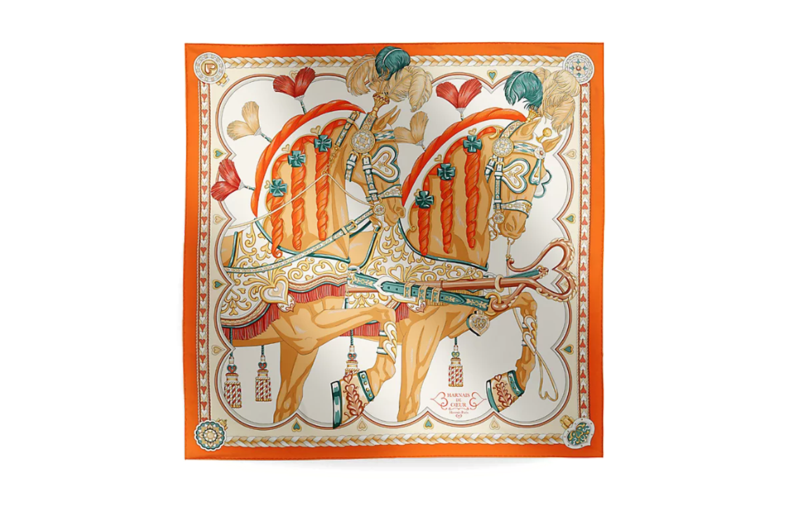 (Women) HERMES Saddle Print Silk Scarf for Women - Multicolor H004090Sv06