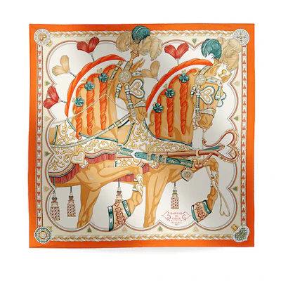 (Women) HERMES Saddle Print Silk Scarf for Women - Multicolor H004090Sv06