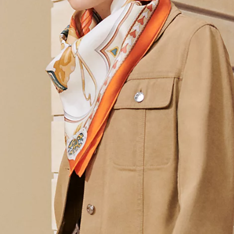 (Women) HERMES Saddle Print Silk Scarf for Women - Multicolor H004090Sv06 圖 3