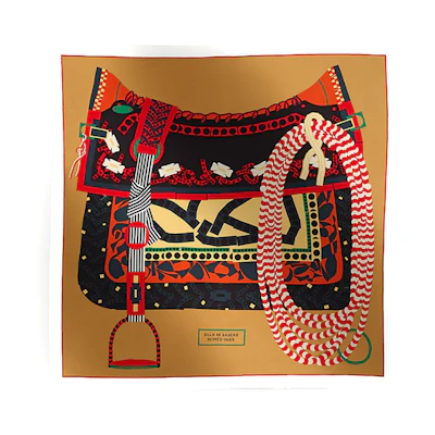 (Women) HERMES Saddle Style Pattern Silk Scarf for Women Multicolor. H004089Sv03
