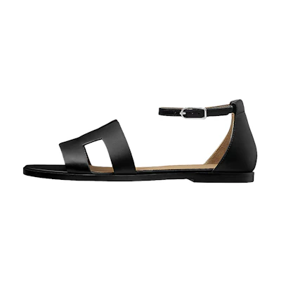 (W) HERMES Santorin Sandal 'Black Fashion Calfskin'