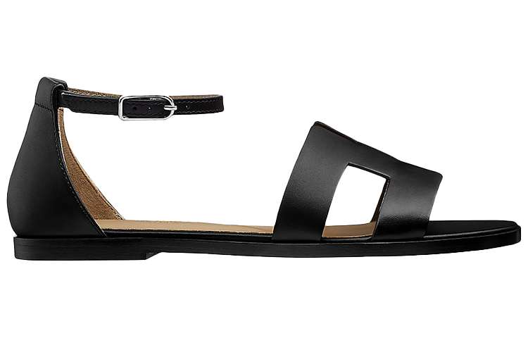 Order (W) HERMES Sandalias Santorin 'Piel de Ternera Negra de Moda' H182139Z-02