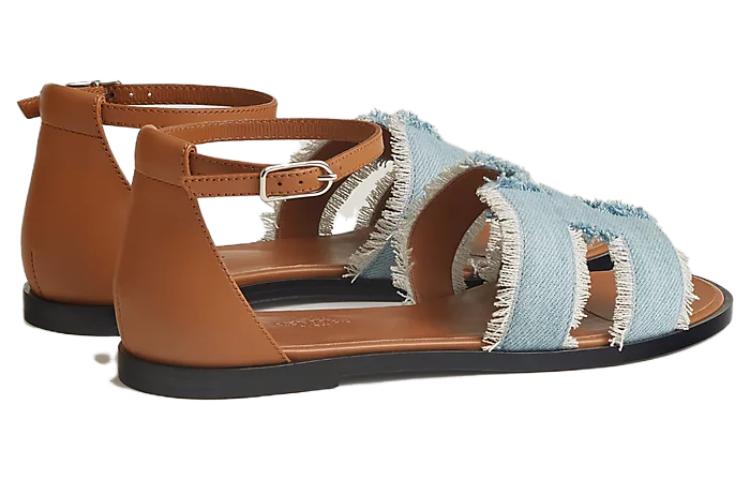 Shop HERMES 愛馬仕 Santorini 百搭舒適 一字帶涼鞋 女款 棕色