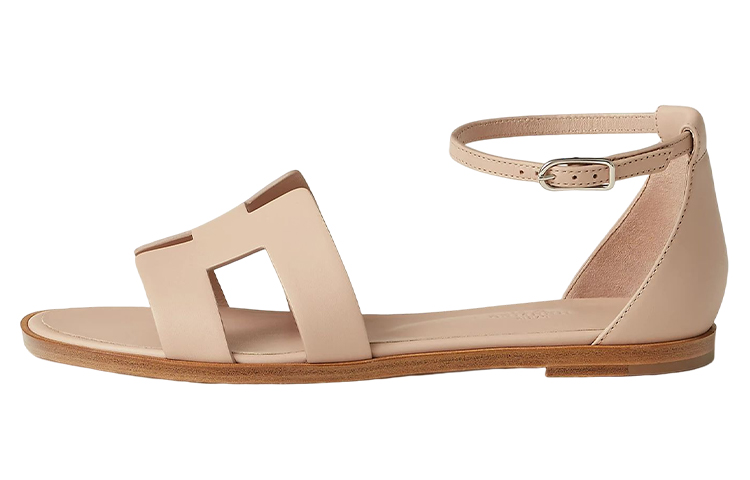 (Women) HERMES Santorini 'Brown Open-Toe Buckle' H182139Z-59