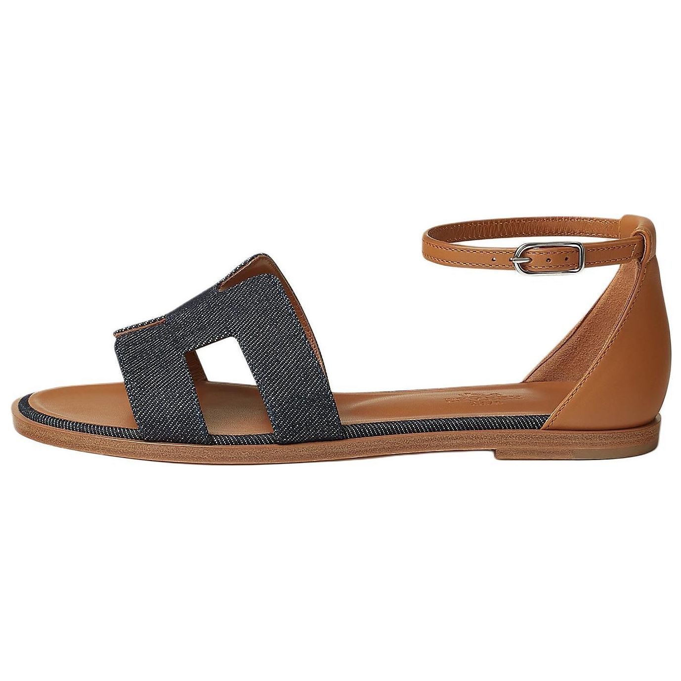 (Women) HERMES Santorini Calfskin Strap Sandals Women Brown H231106Z 49