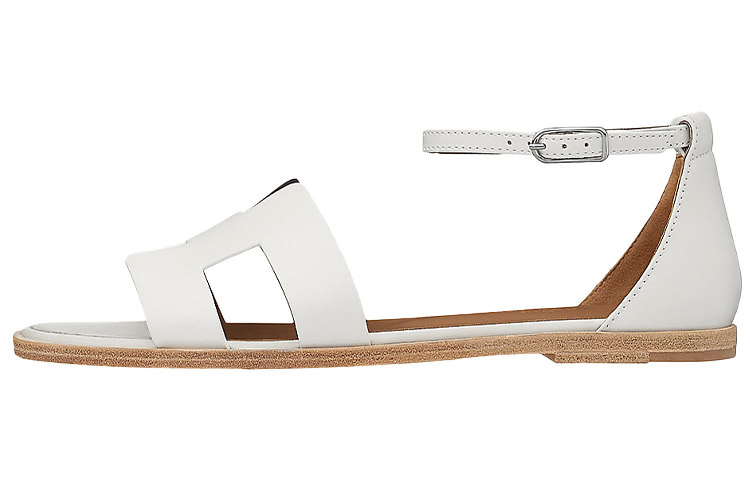 (W) HERMES Santorini Sandal 'White Calfskin'