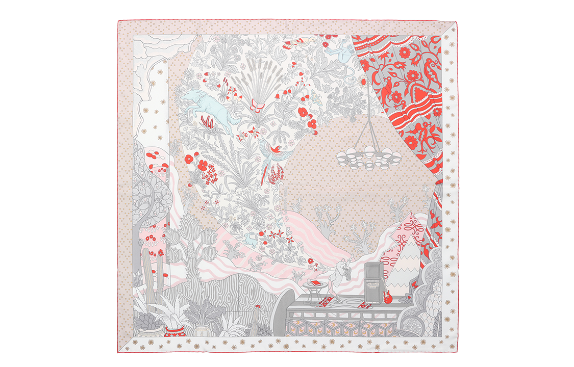 (Women) HERMES Scarf "New Voice of the Times" 90x90  Pomegranate Red Silk. H003799S-02 圖 3