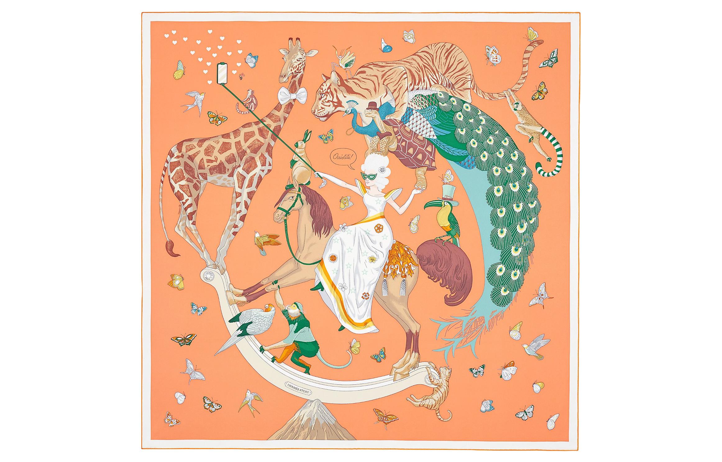 (Women) HERMES Scarf "Selfie on Horseback Fairy"  Silk Scarf. H003875S-14 圖 2
