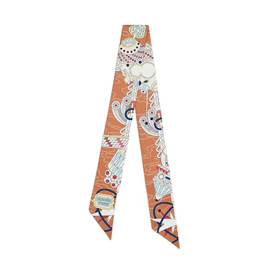 (Women) HERMES Scarf Odyssey Twilly Black Silk Scarf. H063707S 07