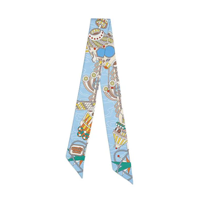 (Women) HERMES Scarf Odyssey Twilly Silk Scarf Blue H063707S 05