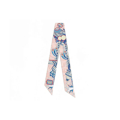 (Women) HERMES Scarf Odyssey Twilly for Women - Light Pink/Blue/Sulphur. H063707Sv04