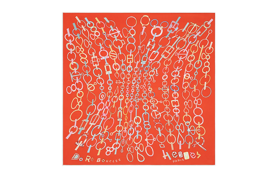 (Women) HERMES Scarf Red  Alphabet Print Silk Scarf. H003951S-03 圖 2