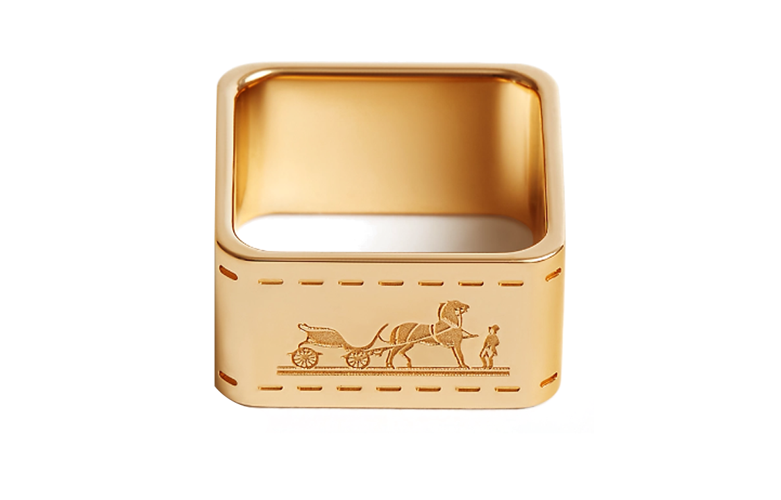 (Women) HERMES Scarf Ring Rose Gold Brass  Logo Design. H601469S00 圖 2