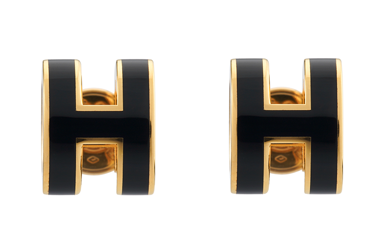 (Women) HERMES Signature Letter Pattern Gold-Plated Stud Earrings H608002F-03