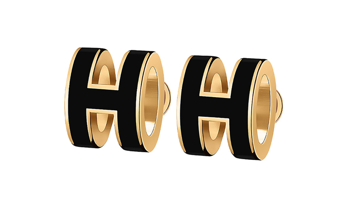 (Women) HERMES Signature Letter Pattern Gold-Plated Stud Earrings H608002F-03 圖 5