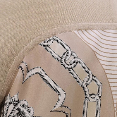 (Women) HERMES Silk Print Long Sleeve Jacket Beige Apparel H4H2814DWF8 Purchase (Women) HERMES Silk Print Long Sleeve Jacket Beige Apparel H4H2814DWF8
