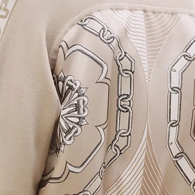 Sizing (Women) HERMES Silk Print Long Sleeve Jacket Beige  Apparel H4H2814DWF8