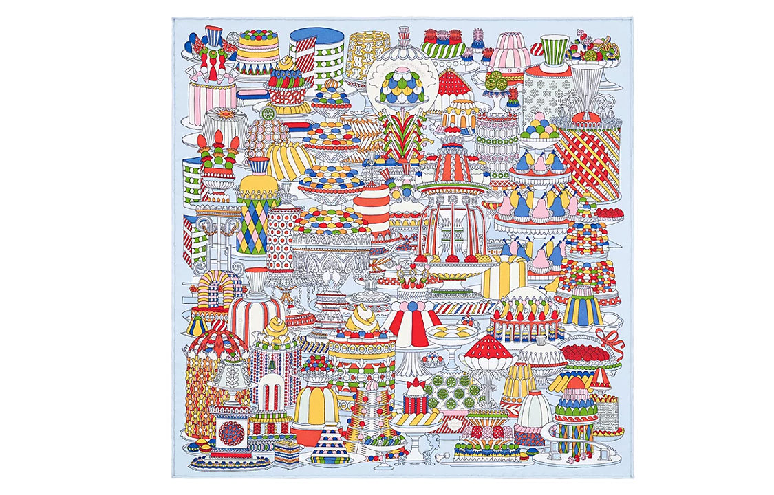 (Women) HERMES Silk Scarf 45x45 French Dessert Design Multicolor for Women. H893336S-02 圖 2
