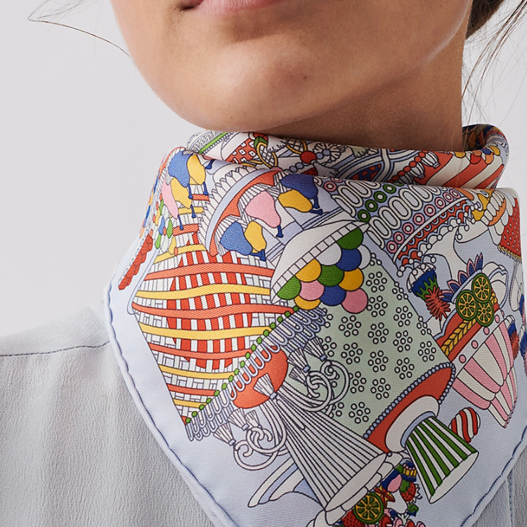 (Women) HERMES Silk Scarf 45x45 French Dessert Design Multicolor for Women. H893336S-02 圖 3