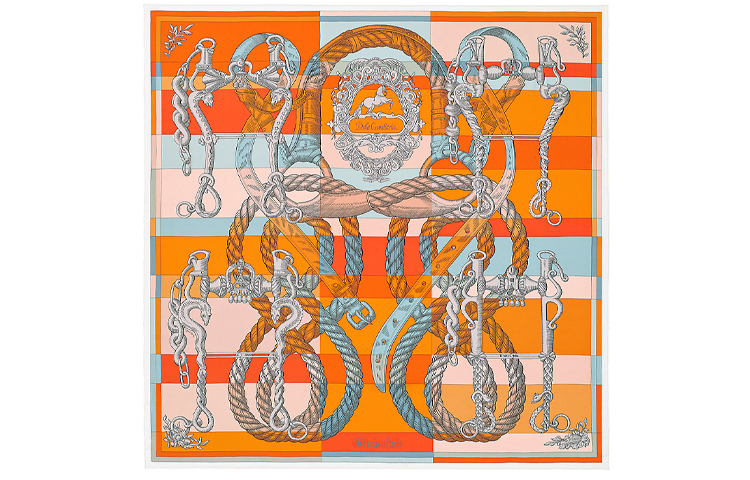 (Women) HERMES Silk Scarf 90cm Orange Double-Sided Equestrian Motif H903578S-03 圖 2