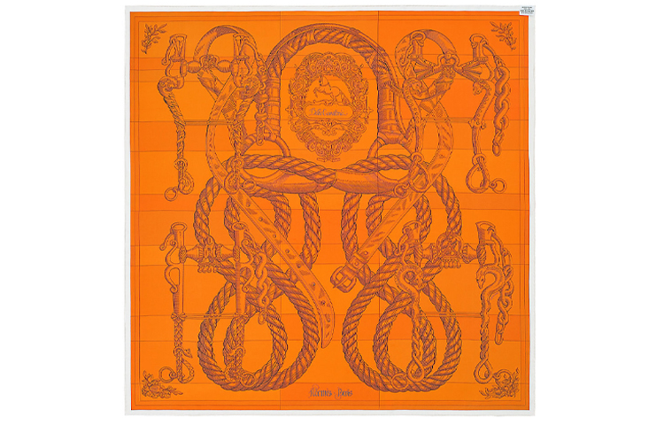 (Women) HERMES Silk Scarf 90cm Orange Double-Sided Equestrian Motif H903578S-03 圖 3