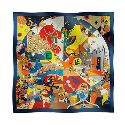 (Women) HERMES Silk Scarf "Incredible!" Multicolor Twill Design H004005S-06