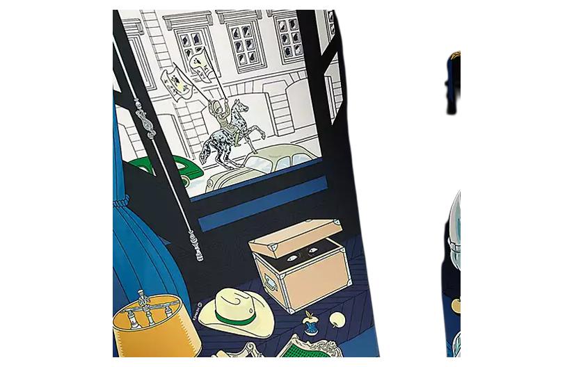 (Women) HERMES Silk Scarf  Blue with Room Design Pattern. H004106Sv03 圖 4