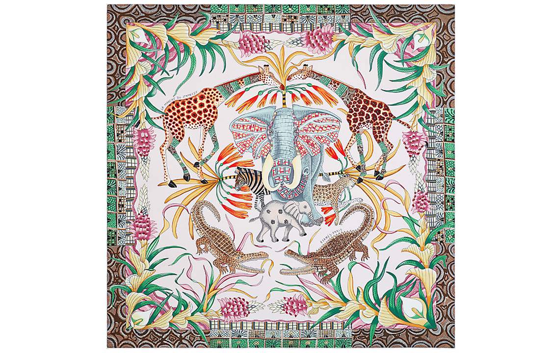 (Women) Hermes Silk Scarf "Celebration of the Zambezi" - Pink/Green/Yellow 90cm レディース H002987S-20 圖 2