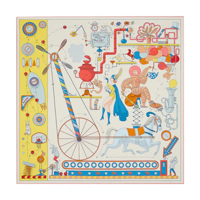 (Women) HERMES Silk Scarf Comfortable Casual Style Double Afternoon Tea. H003968S 06