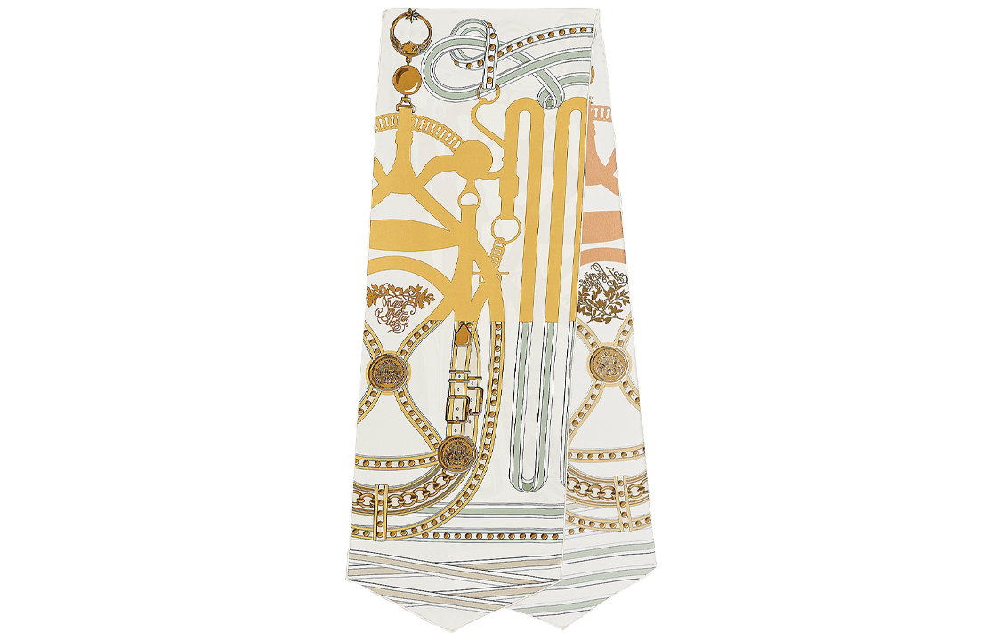 (Women) HERMES Silk Scarf "Grand Celebration" Gray White. H103778S-15