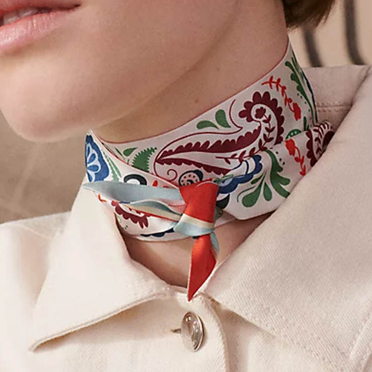 (Women) HERMES Silk Scarf  Leopard Geometric Pattern Cream/Orange H064179Sv05 圖 3