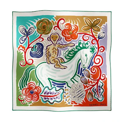 (Women) HERMES Silk Scarf Multicolor Line Pattern Design. H893008Sv06